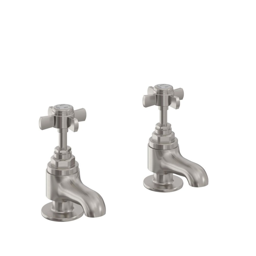 Heritage Dawlish Brushed Nickel Basin Pillar Taps